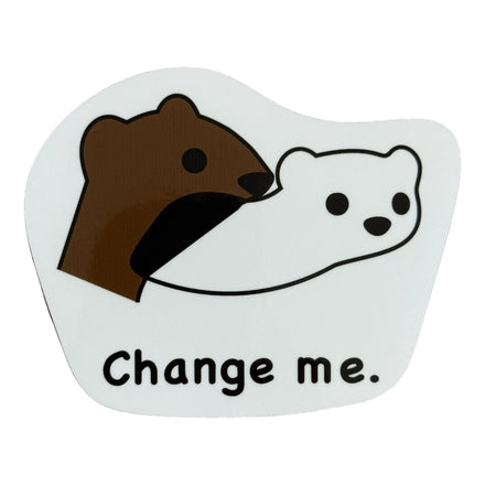 オコジョ防水ステッカー「Change me.」夏毛と冬毛 卸・仕入れ
