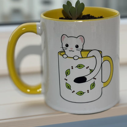 多肉植物の鉢として使うおこじょ（オコジョ）のひょっこりマグ｜okojoya
