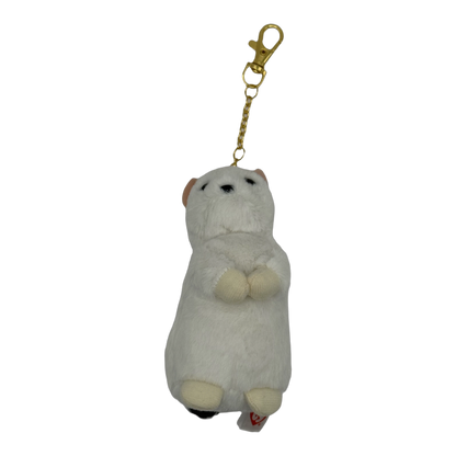 Ty Inc おこじょぬいぐるみキーホルダー 冬毛(白) 金具
