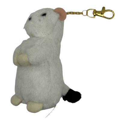 Ty Inc おこじょぬいぐるみキーホルダー 冬毛(白) 側面